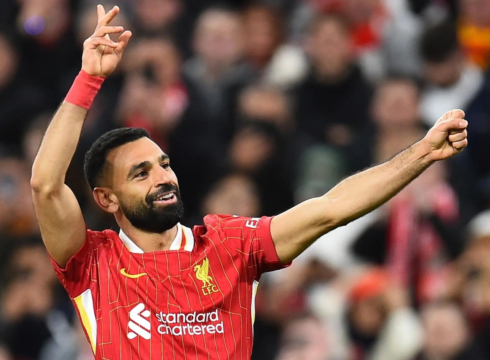 M. SALAH with Liverpool #11 jersey on the pitch