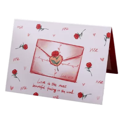 Custom Rose Envelope Valentine's Day Card Red - ijersey