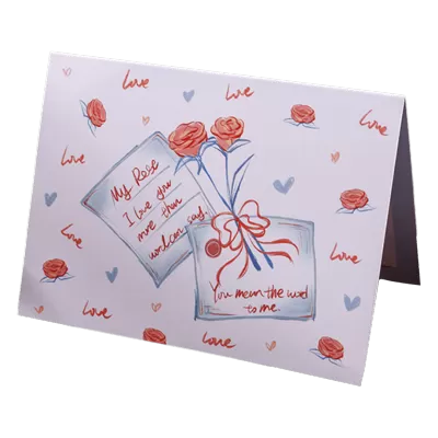 Custom Rose Letter Valentine's Day Card Blue&Pink - ijersey