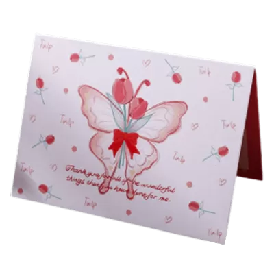 Custom Tulip Butterfly Valentine's Day Card Red - ijersey
